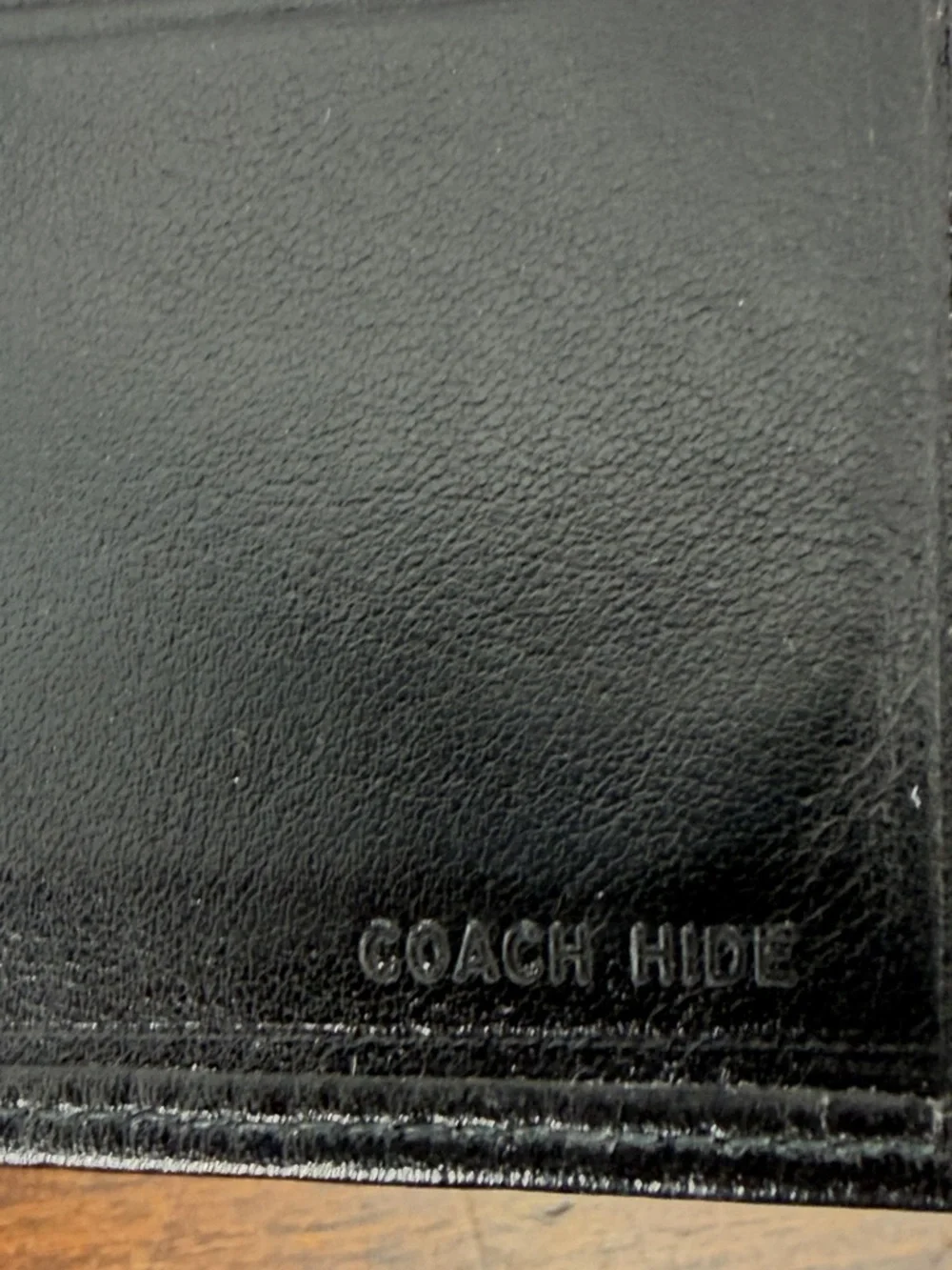 COACH Smooth Leather Money Clip Bi-Fold Wallet — Black w/ Brass — VGC